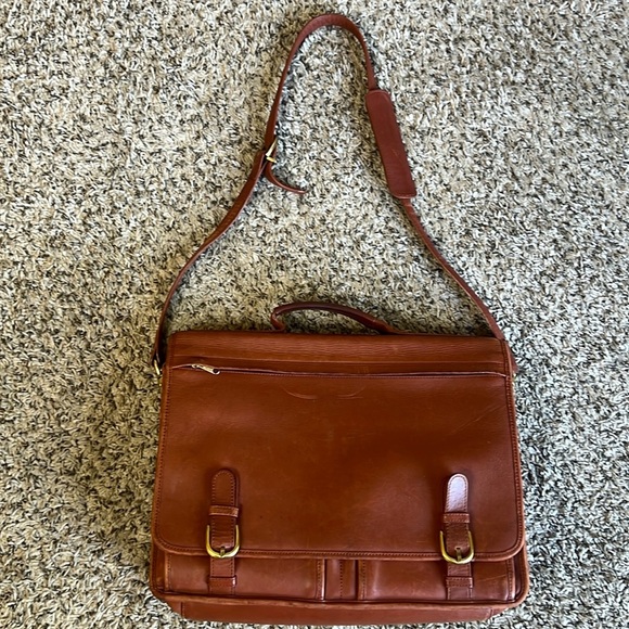 Genuine Leather Messenger Briefcase Crossbody Laptop Shoulder Strap Bag Vintage - Picture 3 of 16
